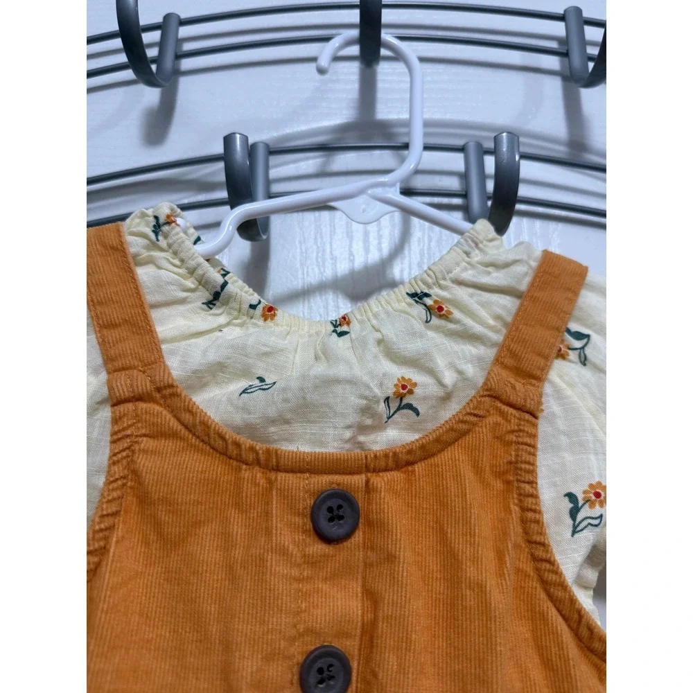 Cat & Jack Baby Girls Mustard Ditsy Floral Corduroy Jumper Set 12M NWT